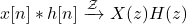 x[n] * h[n] \xrightarrow{\mathcal{Z}} X(z) H(z)